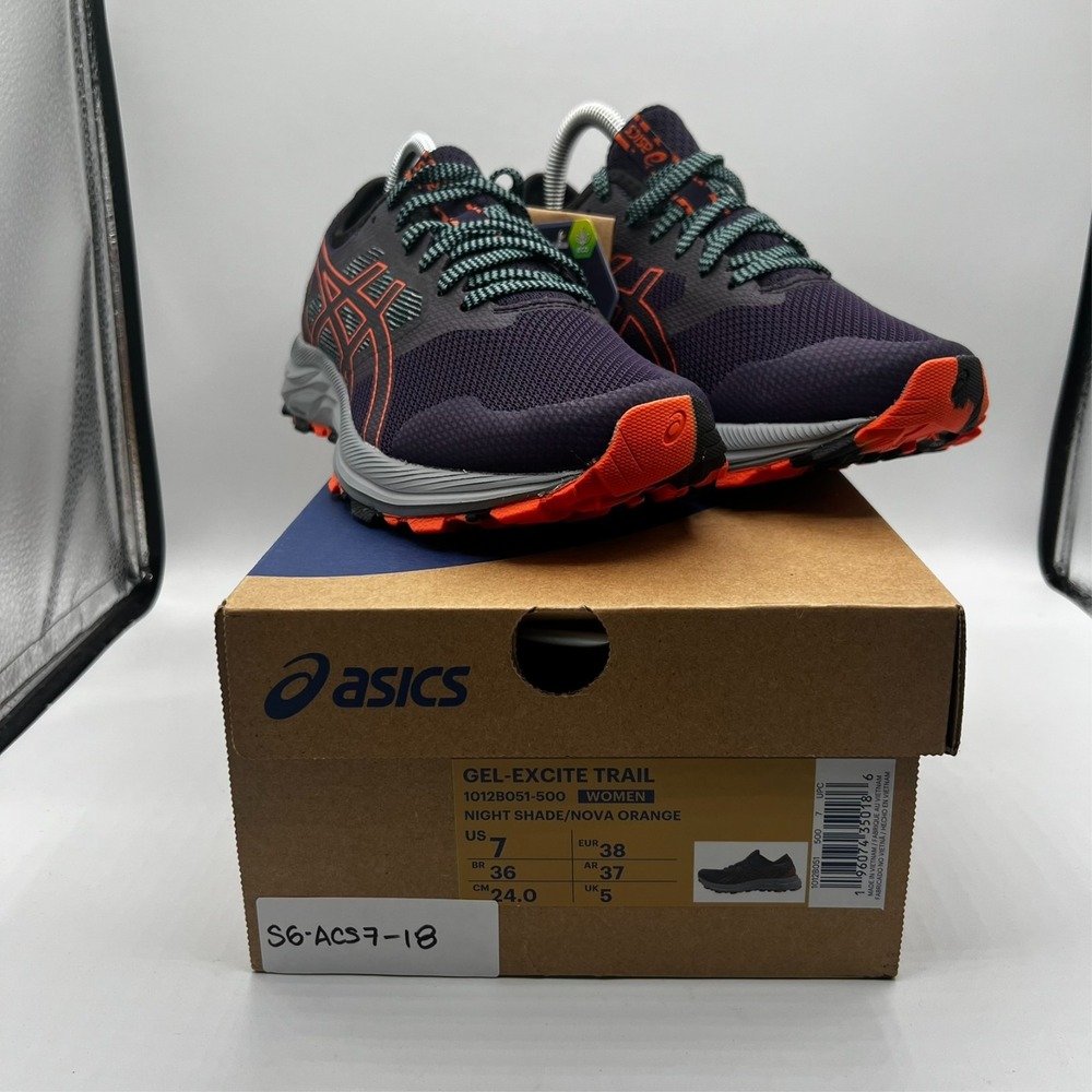 ASICS Gel-Excite Trail~Color Night Shade/Nova Orange Sneakers‎ Women's 7 NEW